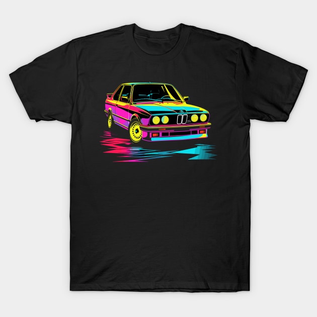 BMW E30 - Rainbow T-Shirt by funkymonkeytees